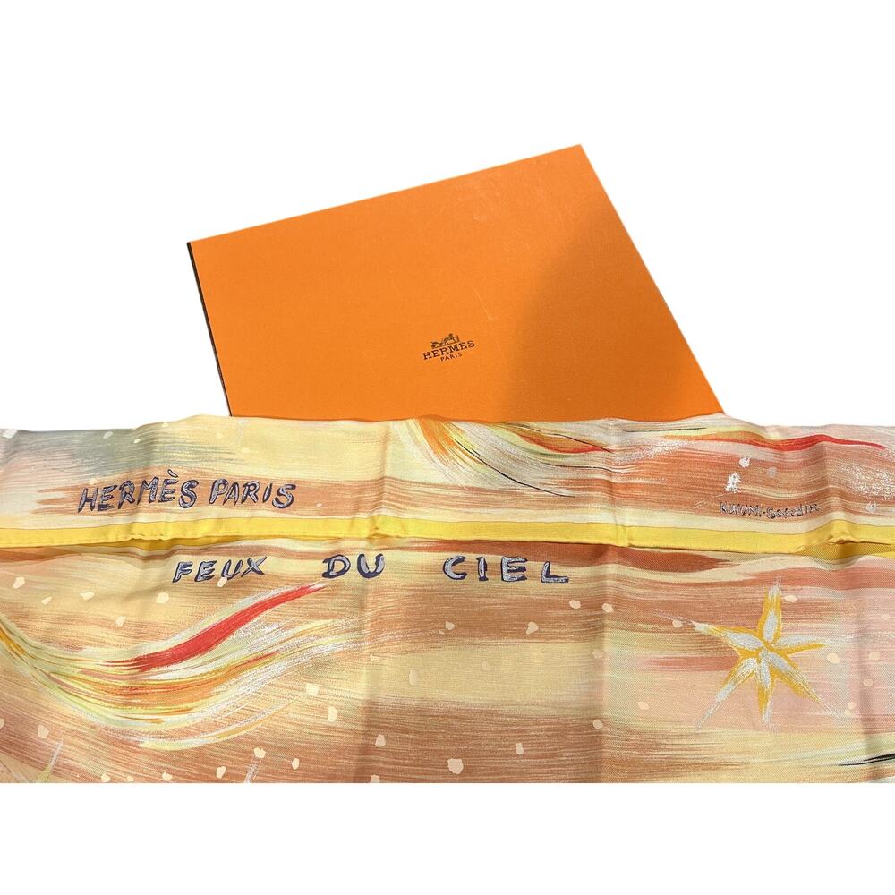 HERMES Feux Du Ciel Scarf - Excellent Condition - RARE/Vintage with Box